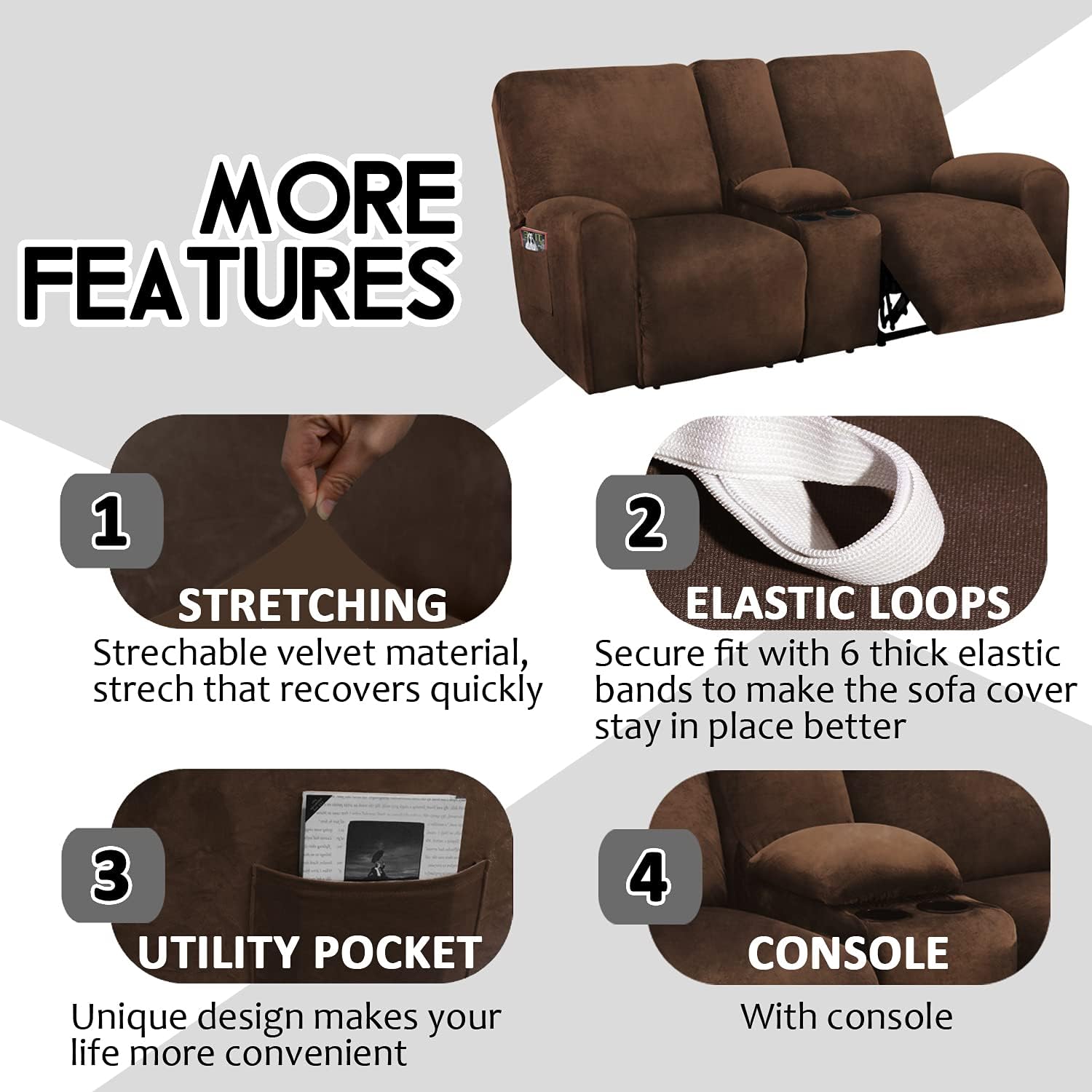 Reclining Love Seat with Middle Console Slipcover