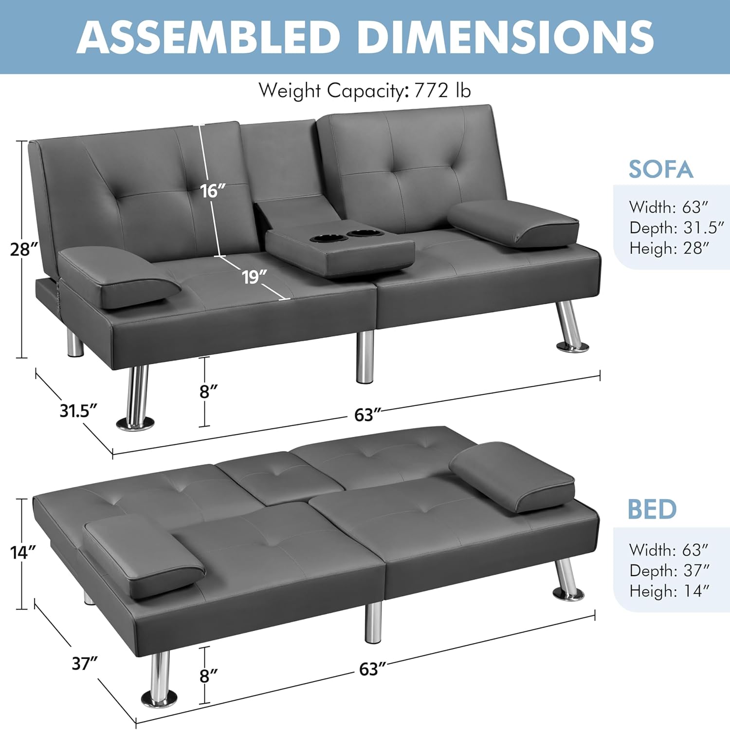 Convertible Sofa Bed Adjustable