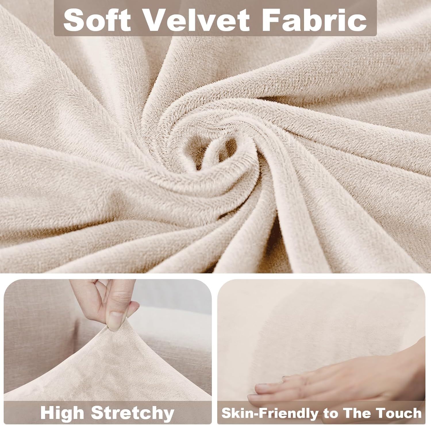 NAISI Sectional Couch Cover 4 Pieces Velvet Separate Couch Cushion Covers L Shape Soft Stretch Sofa Slipcovers with 2pcs Pillowcases for Left/Right Chaise Sectional Couch(3 Seater+1 Chaise,Dark Grey)