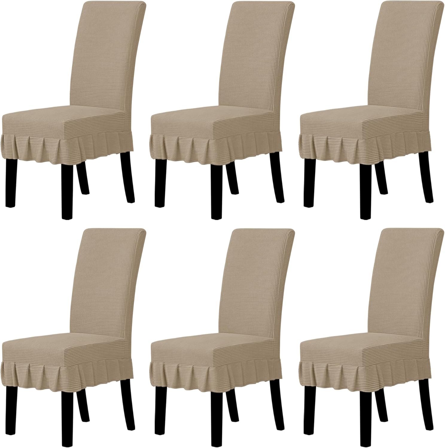 Easy-Going Dining Chair Covers Stretch Parsons Chair Slipcover with Skirt Chair Covers for Dining Room Restaurant Banquet (2 PCS, Light Gray)