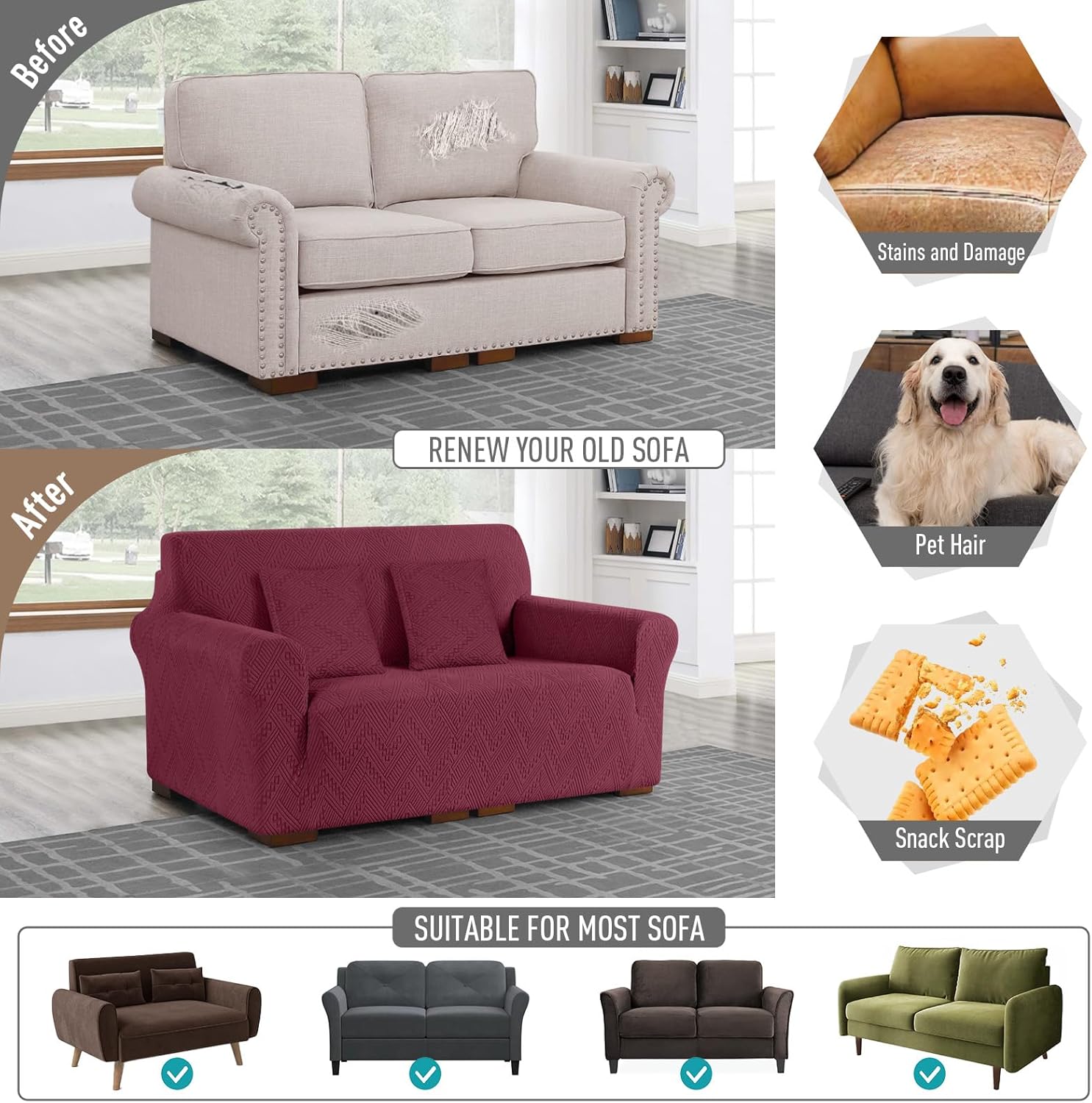 Stretch Sofa Cover 1 Piece Couch Covers