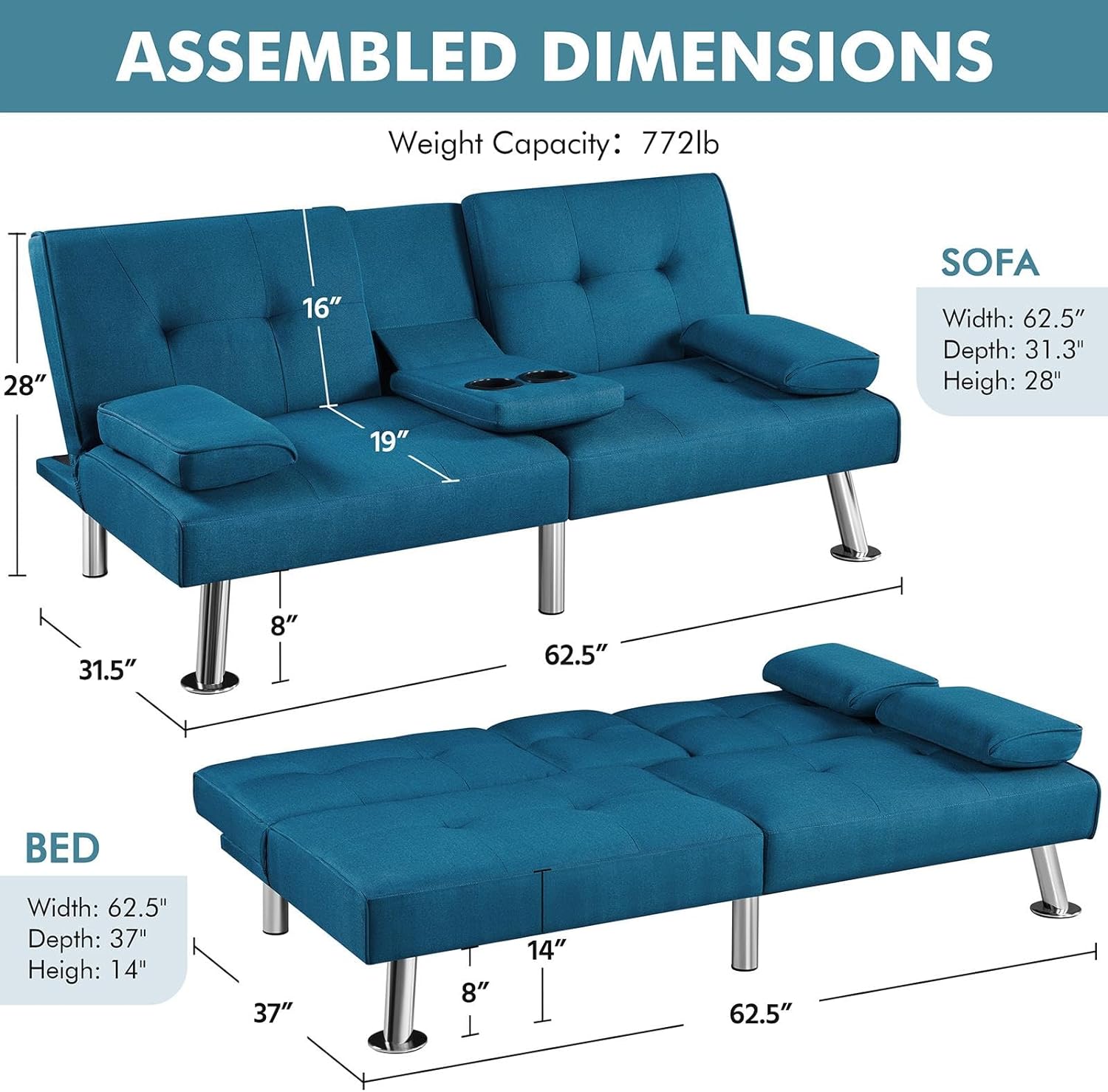 Convertible Sofa Bed Adjustable