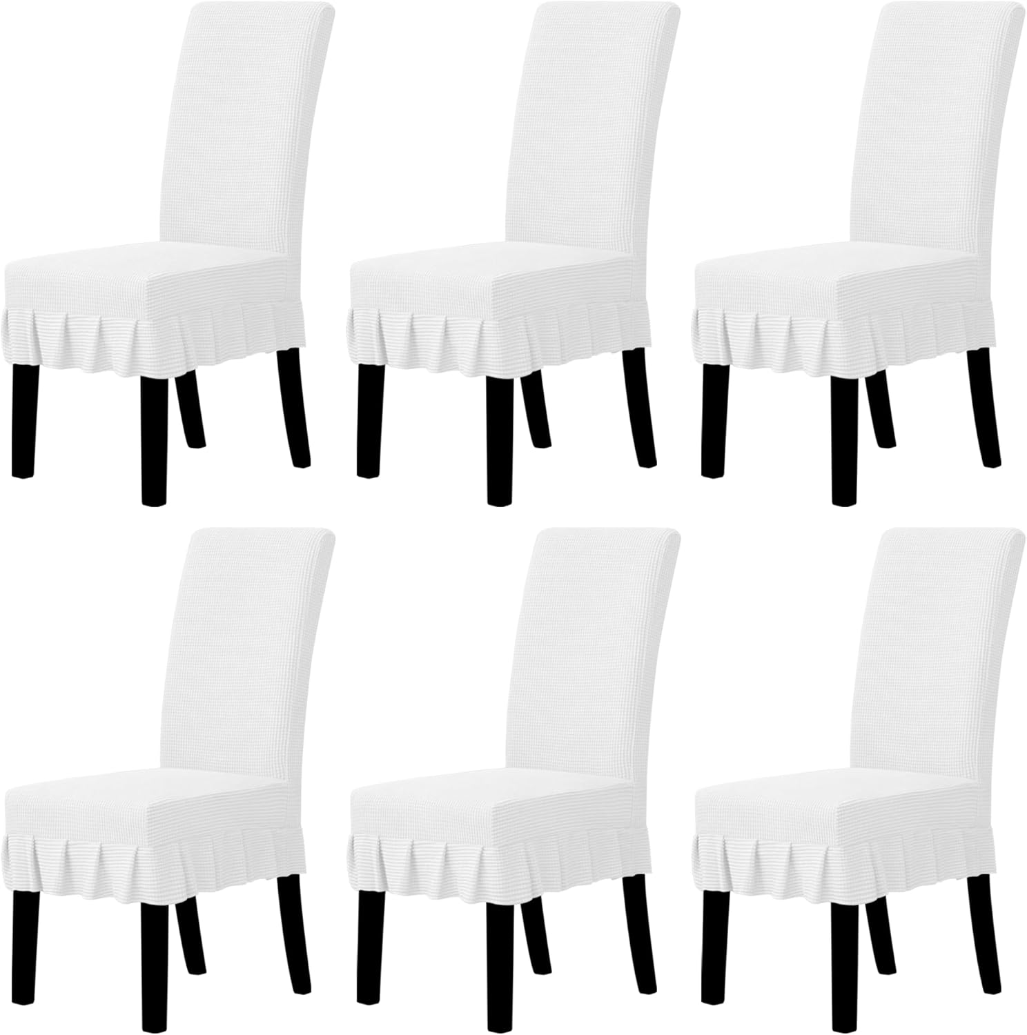 Easy-Going Dining Chair Covers Stretch Parsons Chair Slipcover with Skirt Chair Covers for Dining Room Restaurant Banquet (2 PCS, Light Gray)