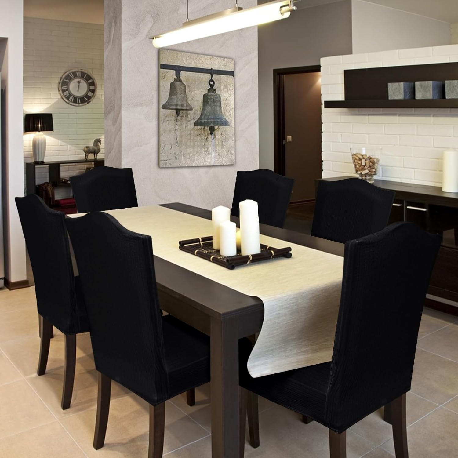 Stretch Dining Room Chair Covers Set of 6, Removable Washable Chair Covers for Dining Chairs,Dining Room, Hotel, Ceremony