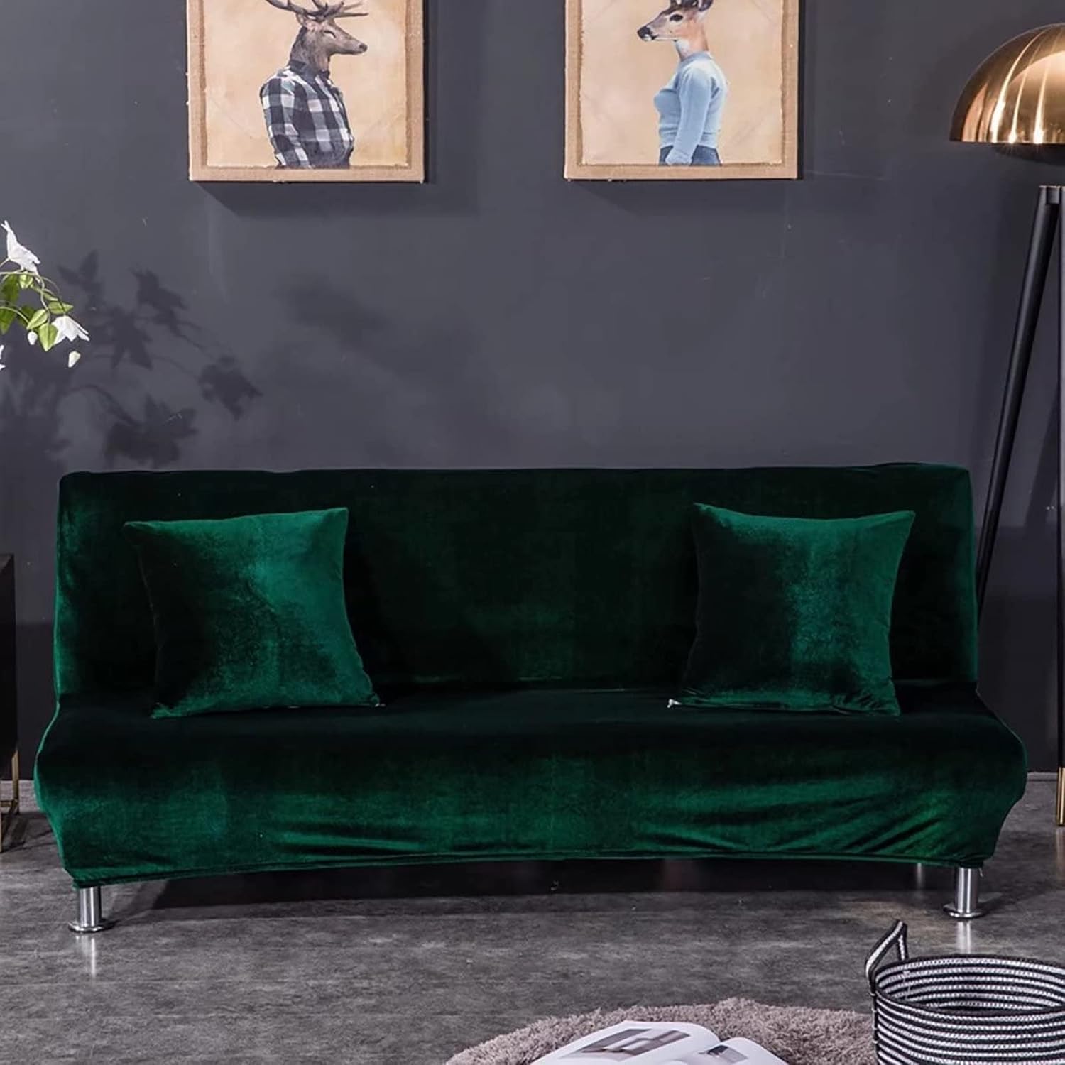 Velvet Armless Futon Slipcover