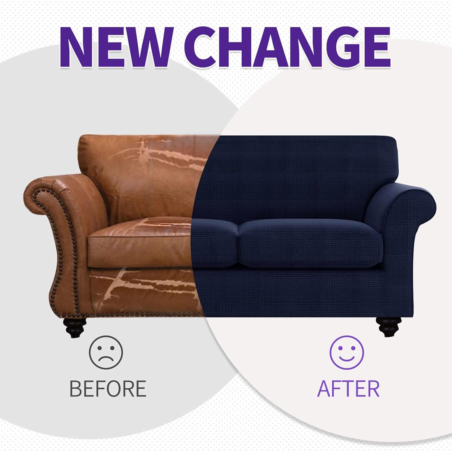 ZNSAYOTX 2 Piece Chair Covers for Living Room with Arms Anti Slip Stretch Arm Chair Slipcovers Sofa Armchair Slipcover Machine Washable Furniture Protector (Black and White, Chair)