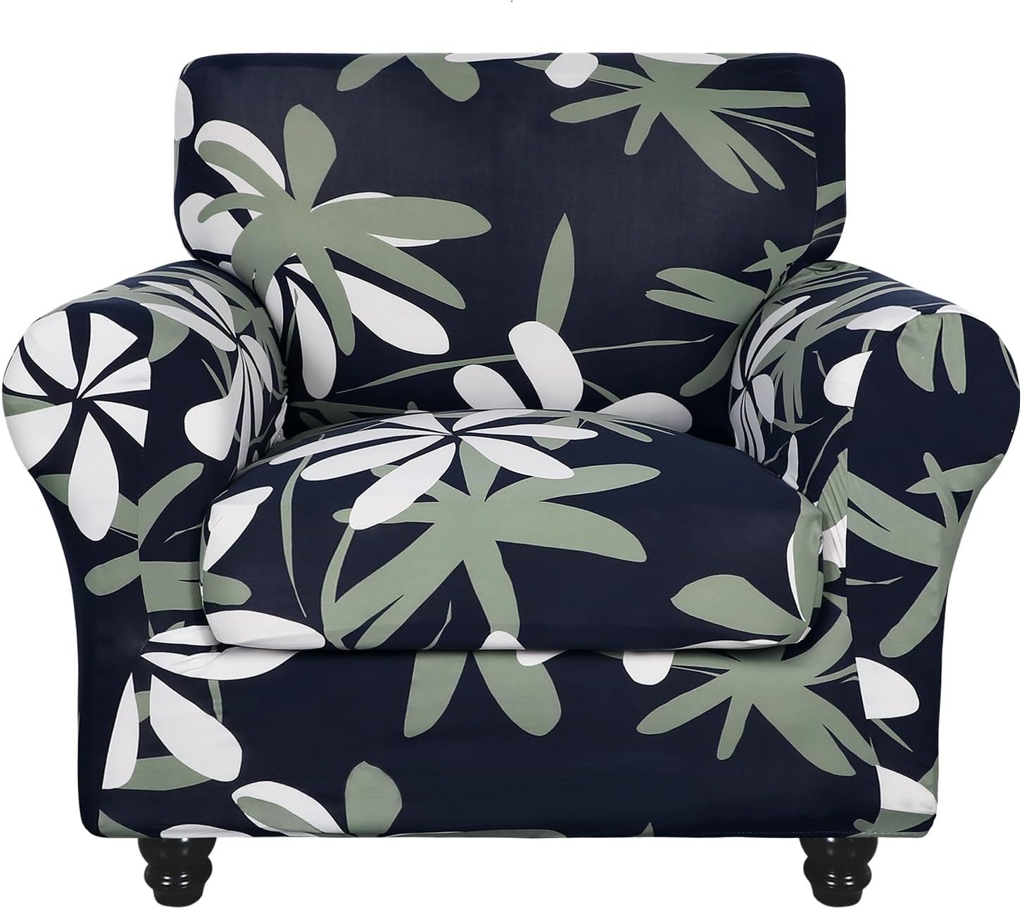 SearchI Stretch Sofa Cover Printed Couch Covers, Floral Pattern 2 Piece Armchair Slipcover with Separate Chair Cushion Cover, Washable Furniture Protector for Living Room(Armchair, Ball Flower)