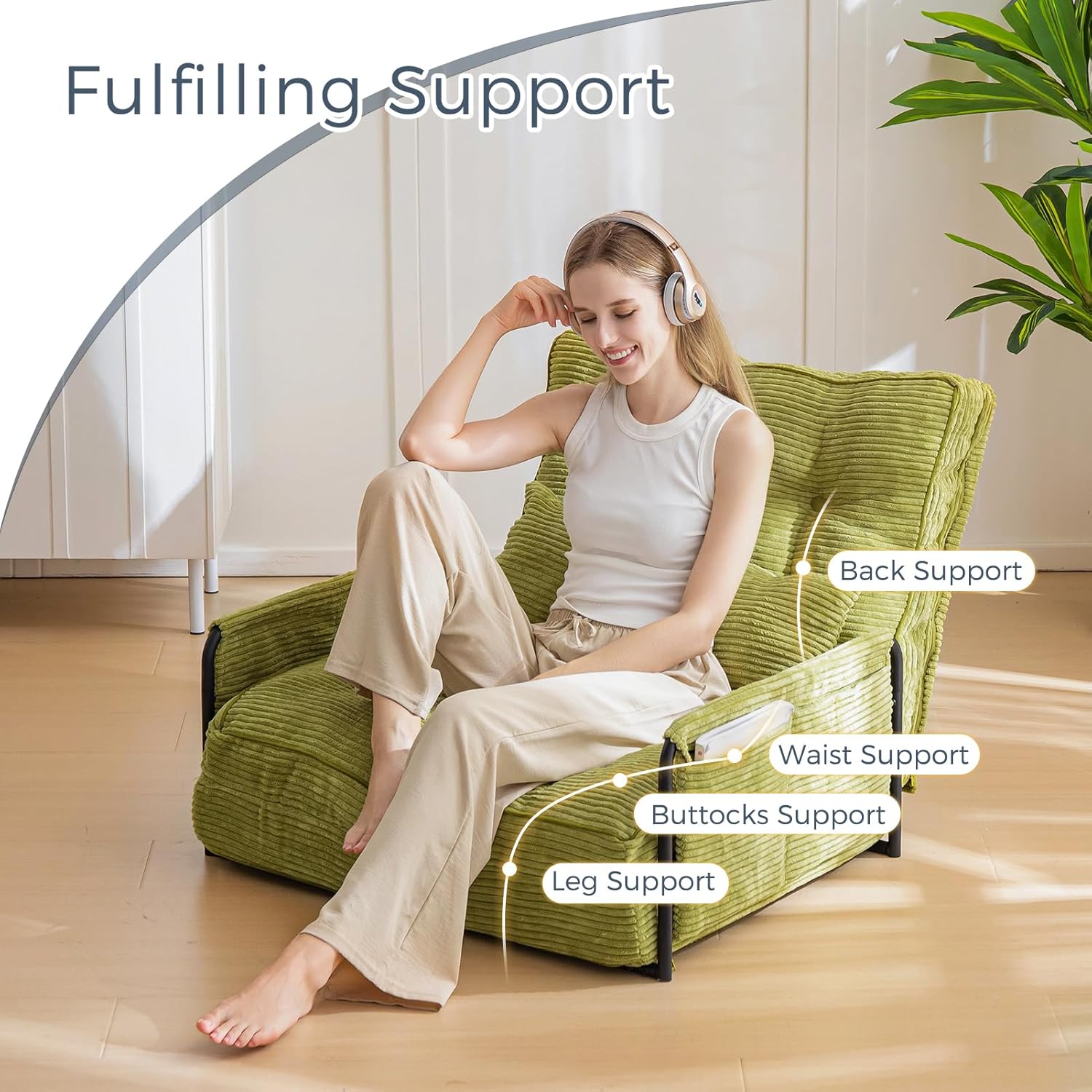 Adjustable Floor Sofa Couch with Pillow
