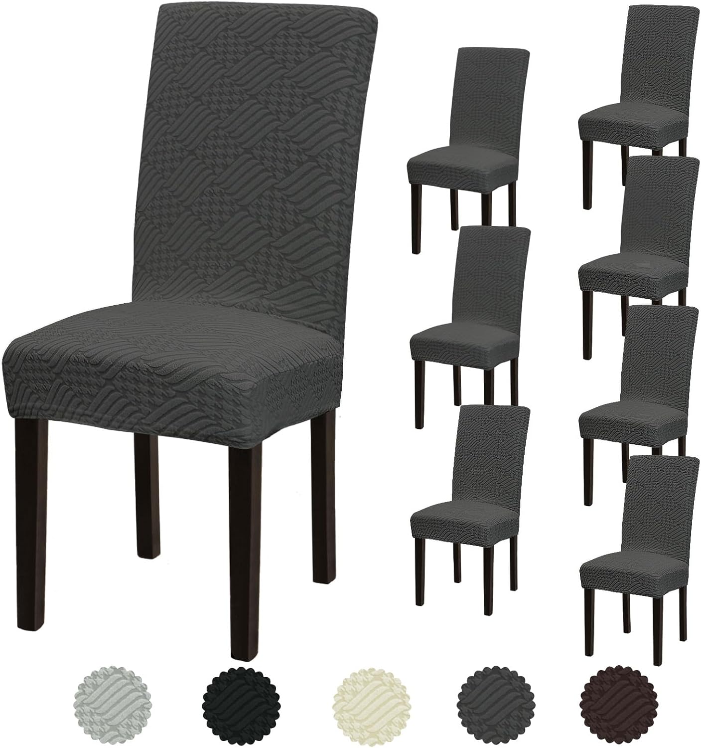 Stretch Dining Room Chair Covers Set of 6, Removable Washable Chair Covers for Dining Chairs,Dining Room, Hotel, Ceremony