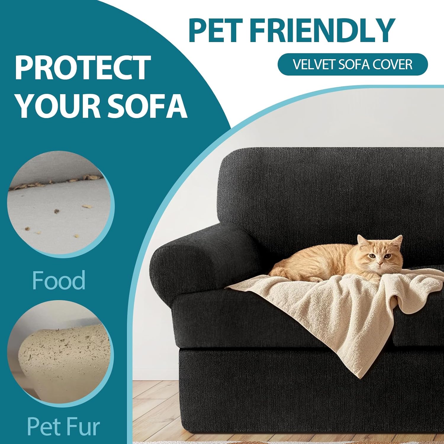 2 Pieces T Cushion Chair Covers