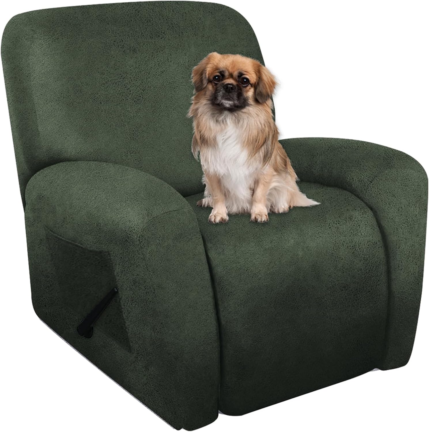 Leather Like Recliner Chair Covers Heavy Duty, 4 Pieces Lazy Boy Recliner Cover for Recliner Chair, Leather Cover for Recliner slipcovers Washable for Pets (Dark Brown)