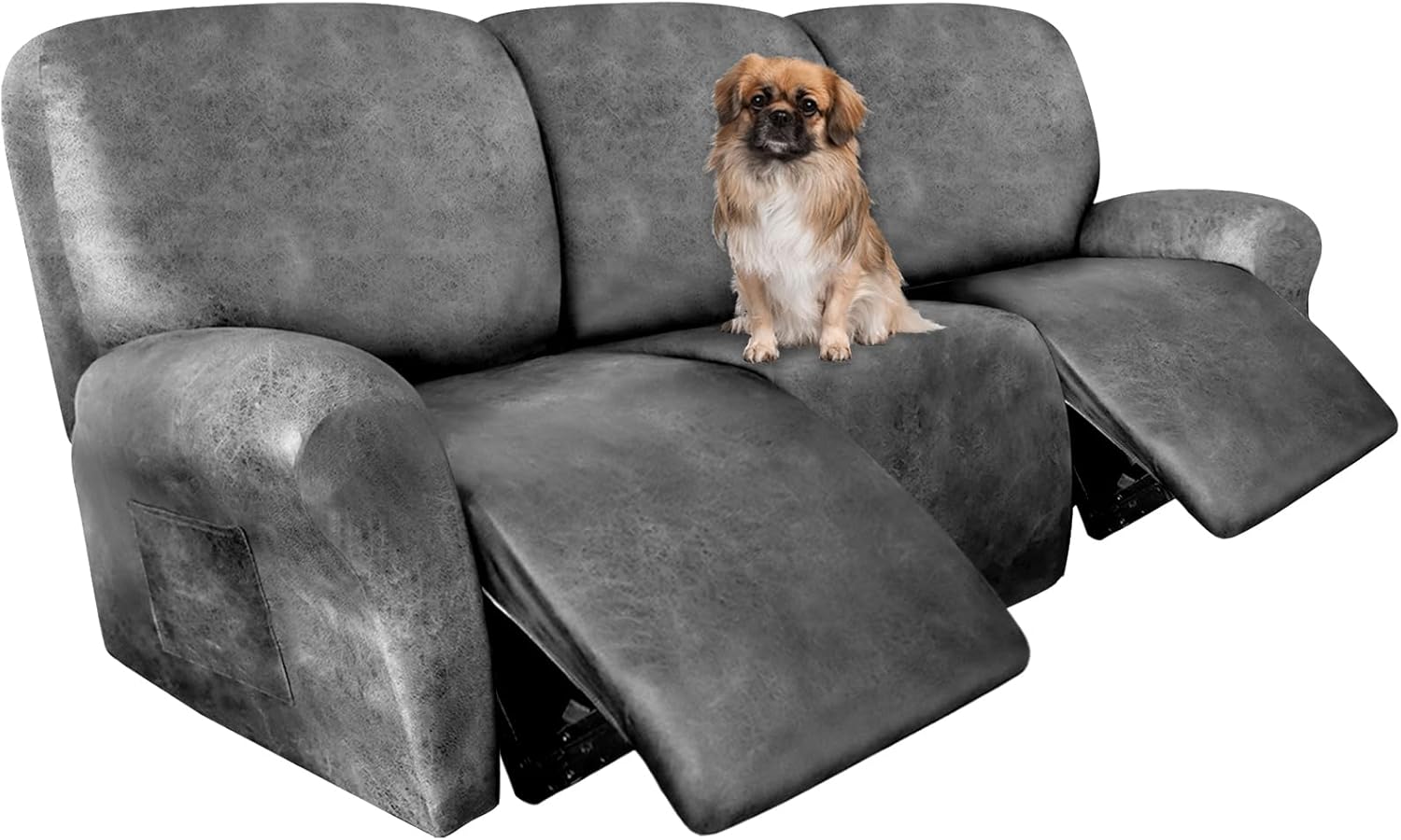 Leather Like Recliner Chair Covers Heavy Duty, 4 Pieces Lazy Boy Recliner Cover for Recliner Chair, Leather Cover for Recliner slipcovers Washable for Pets (Dark Brown)