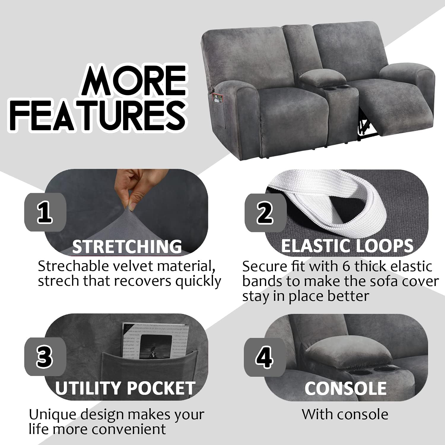 Reclining Love Seat with Middle Console Slipcover