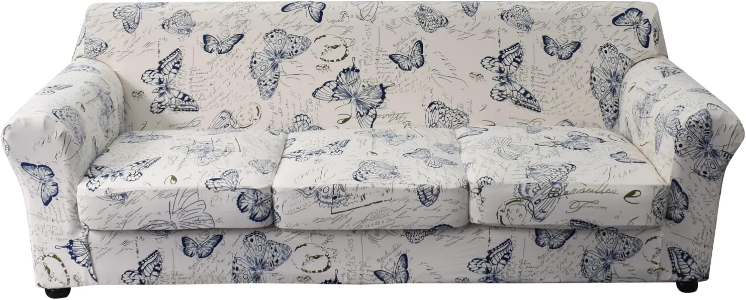 KRFOONN 2 Piece Chair Covers Printed Sofa Covers Couch Covers Washable Armchair Sofa Couch Slipcover Furniture Protector with Elastic Bottom for Living Room (Armchair, 23), Small