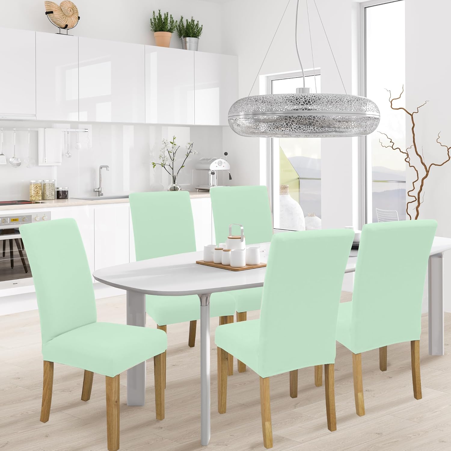 Dining Chair Cover,Dining Room Chair Covers Set of 6,Stretch Kitchen Chair Cover,Washable Dining Chair Cover,Parsons Chair Slipcovers Protective,for Home,Restaurant,Banquet(Gray)