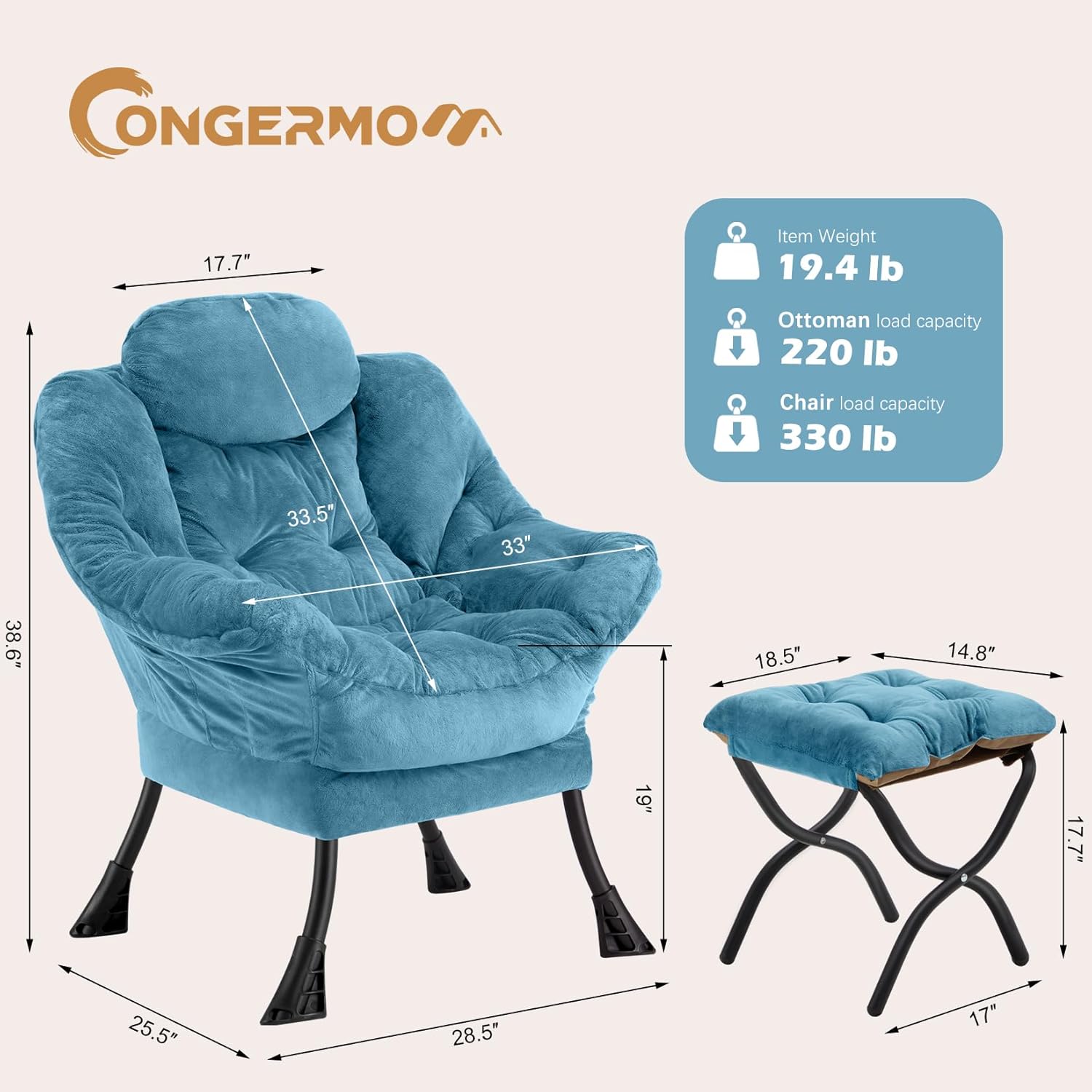 Lazy Chair with Folding Ottoman