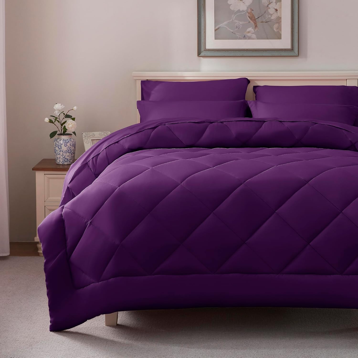 Full Comforter Set Purple- 7 Pieces