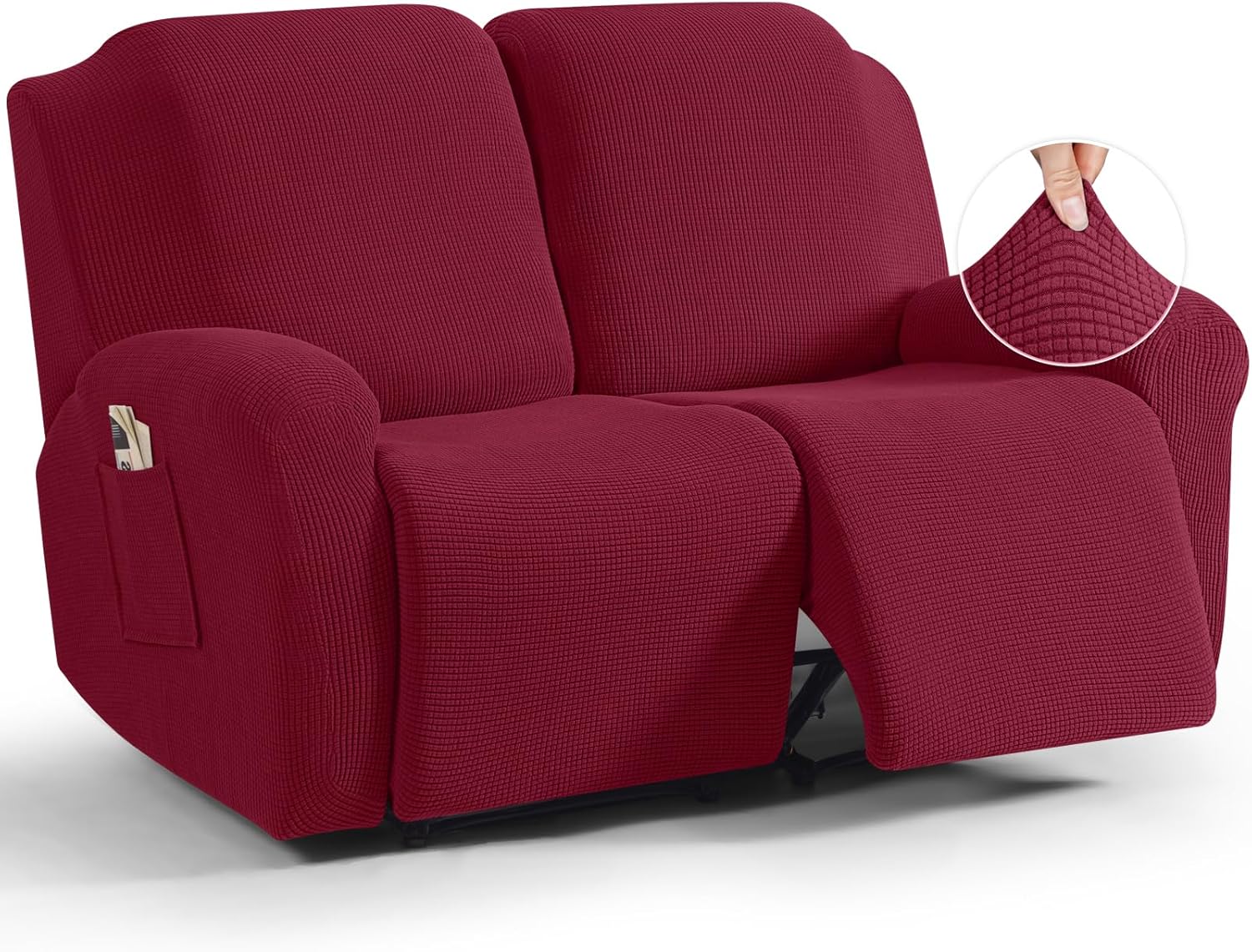 TAOCOCO Recliner Cover 4-Pieces, Recliner Stretch Sofa Slipcover, Recliner Cover 1 Seat, Couch Protector Soft, Furniture Protector Covers with Elastic,Chair Covers Jacquard Pattern (Grey)