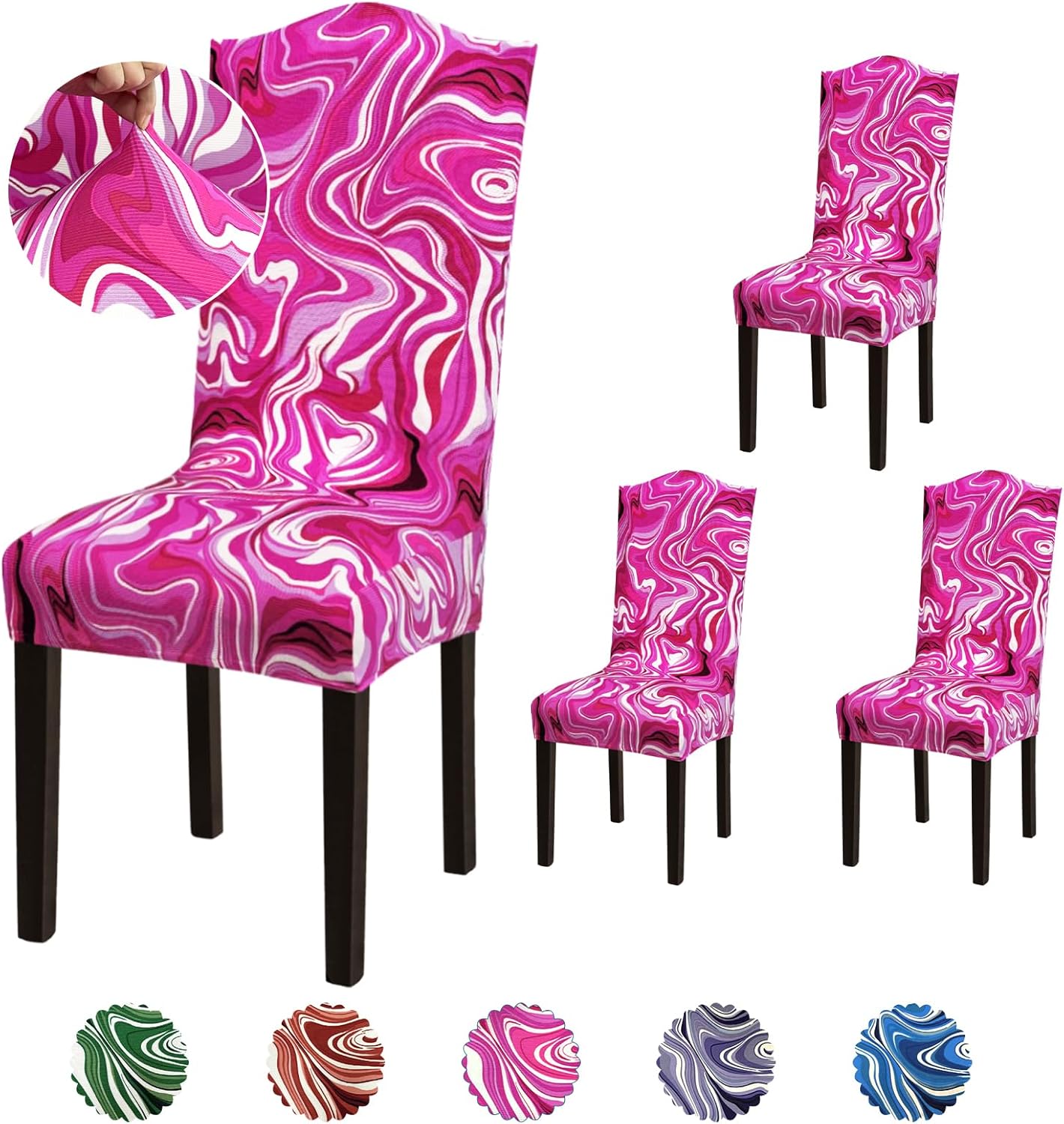 Stretch Dining Room Chair Covers Set of 6, Removable Washable Chair Covers for Dining Chairs,Dining Room, Hotel, Ceremony