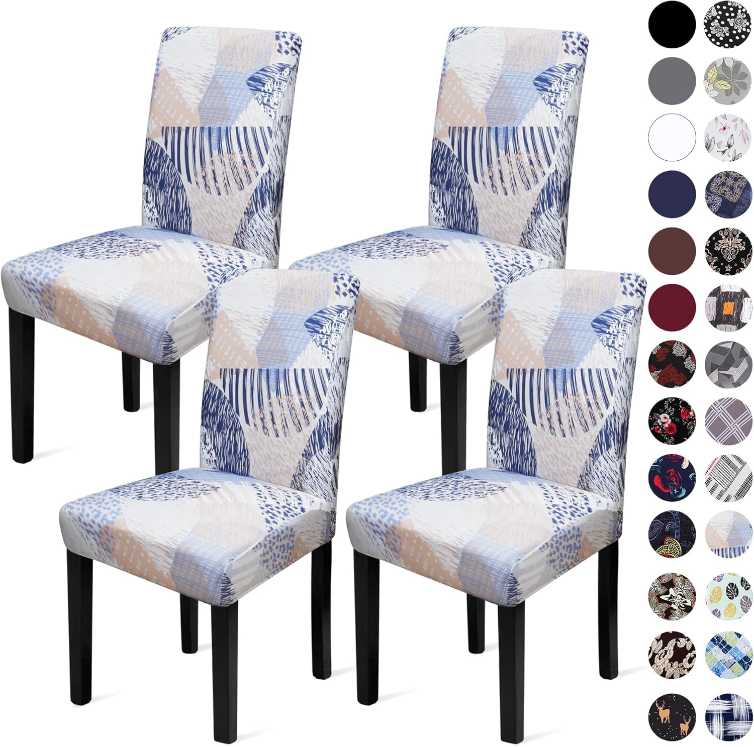 Sufdari Dining Chair Covers,Kitchen Cover,Parsons Slipcover,Spandex Protectors for Room Stretch Chairs Cover Set of 4 -Gray