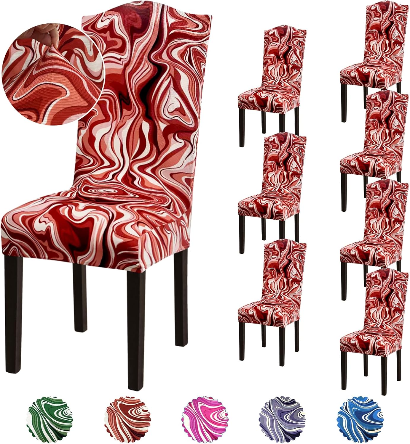 Stretch Dining Room Chair Covers Set of 6, Removable Washable Chair Covers for Dining Chairs,Dining Room, Hotel, Ceremony