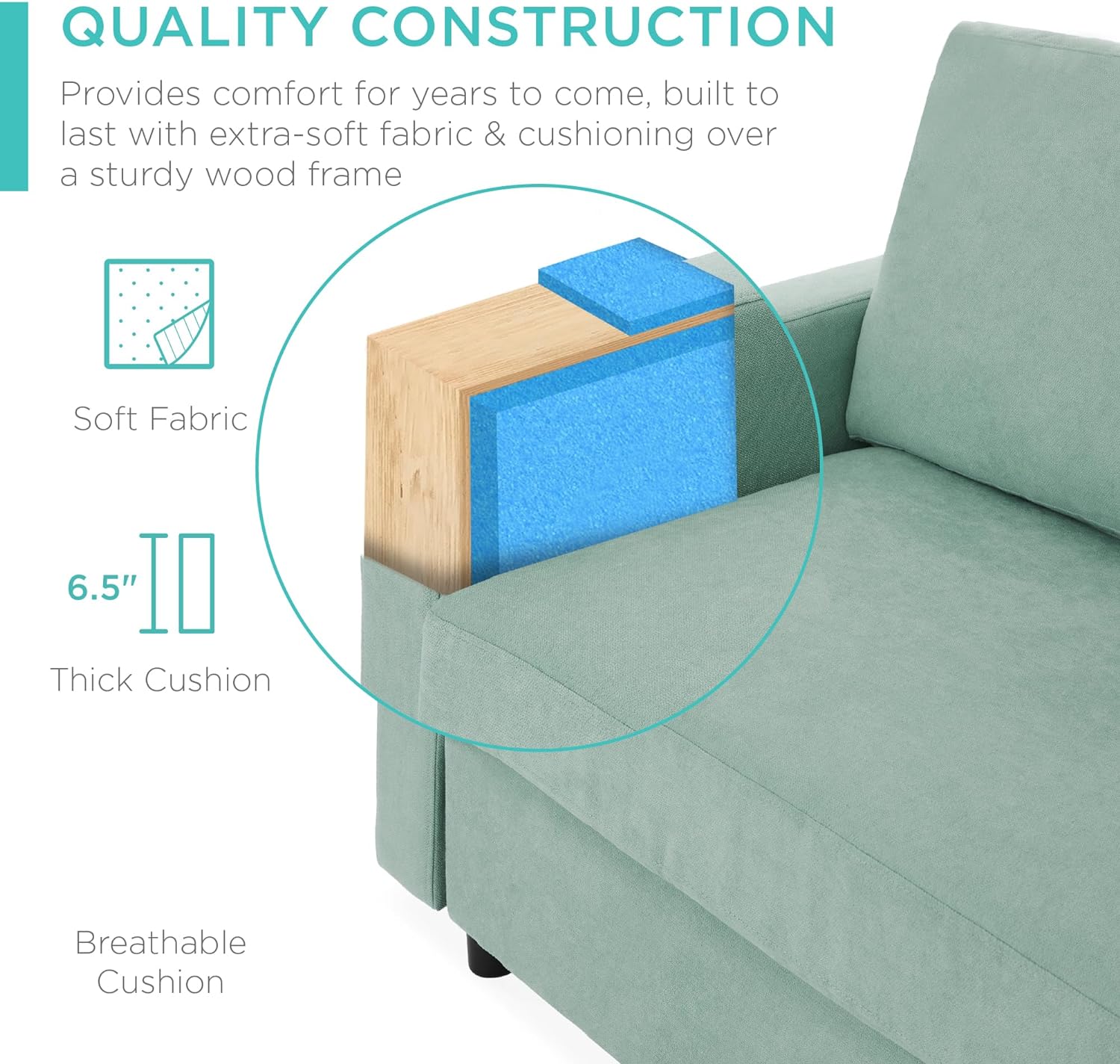 Best Choice Products Upholstered Sectional Sofa for Home, Apartment, Dorm, Bonus Room, Compact Spaces w/Chaise Lounge, 3-Seat, L-Shape Design, Reversible Ottoman Bench, 680lb Capacity - Light Gray