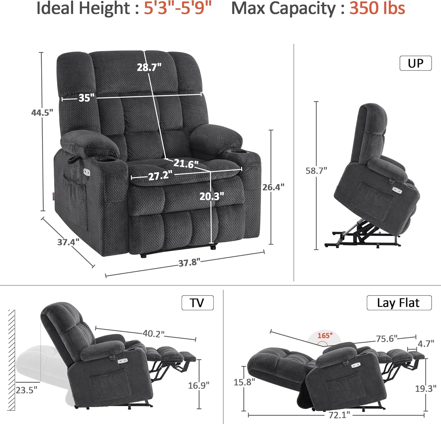 Dual Motor Large Power Lift Recliner Chair