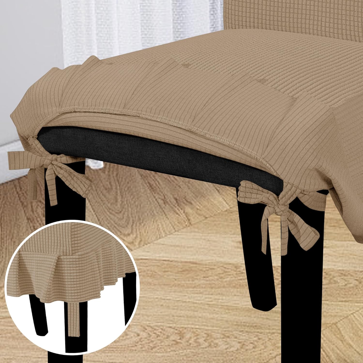 Easy-Going Dining Chair Covers Stretch Parsons Chair Slipcover with Skirt Chair Covers for Dining Room Restaurant Banquet (2 PCS, Light Gray)