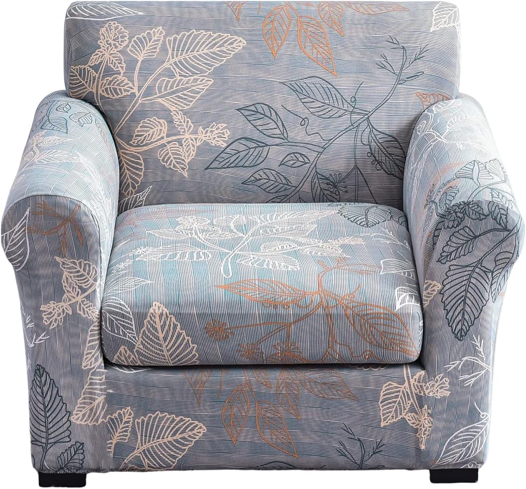 KRFOONN 2 Piece Chair Covers Printed Sofa Covers Couch Covers Washable Armchair Sofa Couch Slipcover Furniture Protector with Elastic Bottom for Living Room (Armchair, 23), Small