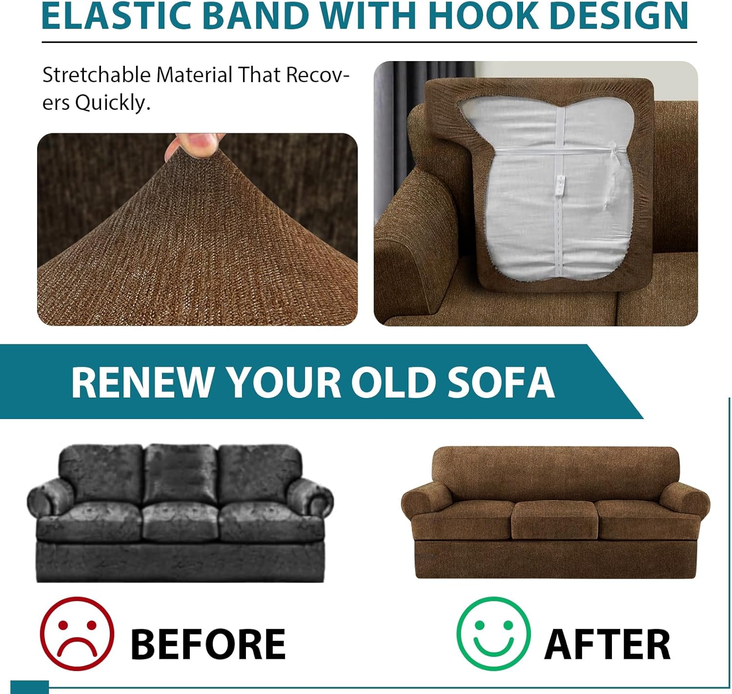 2 Pieces T Cushion Chair Covers