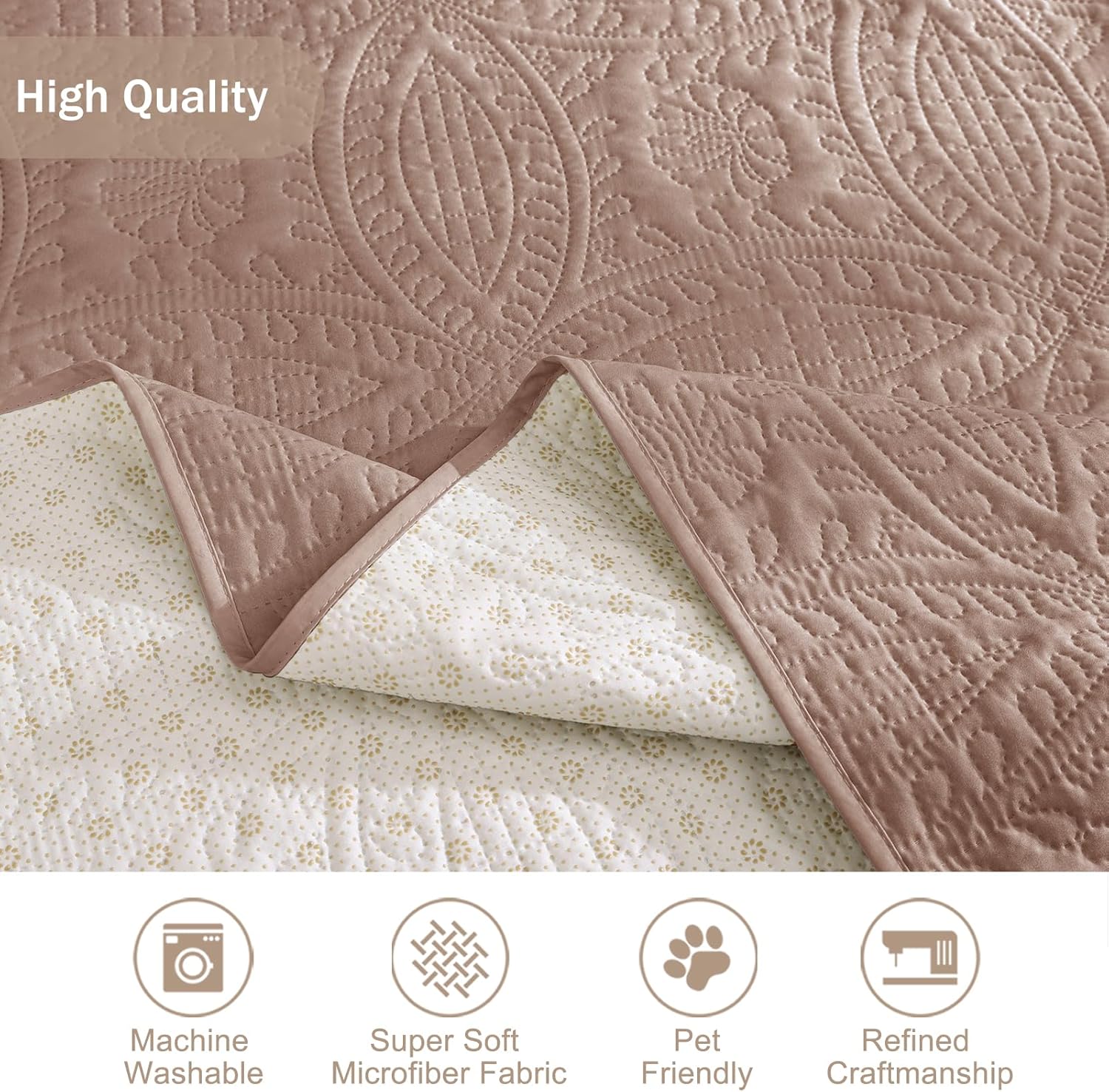 Beige Quilted Recliner Covers, Water-Repellent Recliner Slipcovers, Lazy Boy Chair Covers, Pet Friendly Recliner Cover for Dogs Cats, Washable Furniture Protector (Recliner 22", Beige Cream)