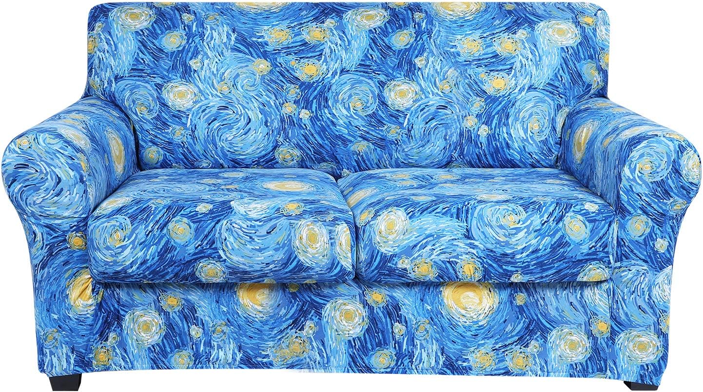 hyha Couch Covers, Chair/Sofa Covers, Floral Pattern, Stretch, Printed, 2 Pieces, Armchair Slipcover, Separate Couch Cushion Slipcover, Furniture Protector for Dogs(Armchair, Paisley Floral)