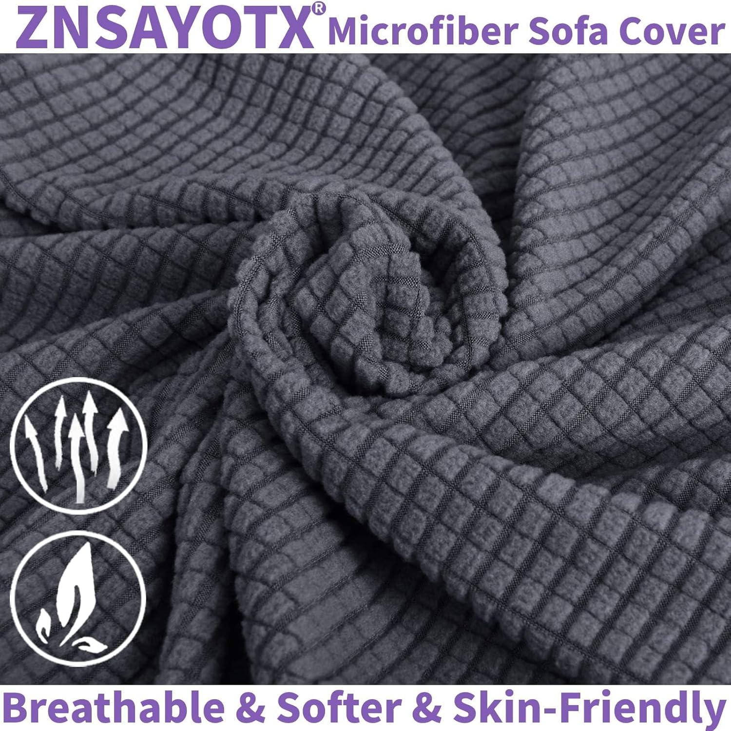 ZNSAYOTX Super Stretch Chair Slipcover Universal Sofa Chair Covers for Living Room Dogs Pet Furniture Protector Spandex Armchair Slipcovers with Anti Slip Foam Sticks (Dark Grey, Chair)