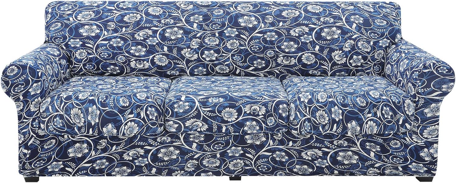 hyha Couch Covers, Chair/Sofa Covers, Floral Pattern, Stretch, Printed, 2 Pieces, Armchair Slipcover, Separate Couch Cushion Slipcover, Furniture Protector for Dogs(Armchair, Paisley Floral)