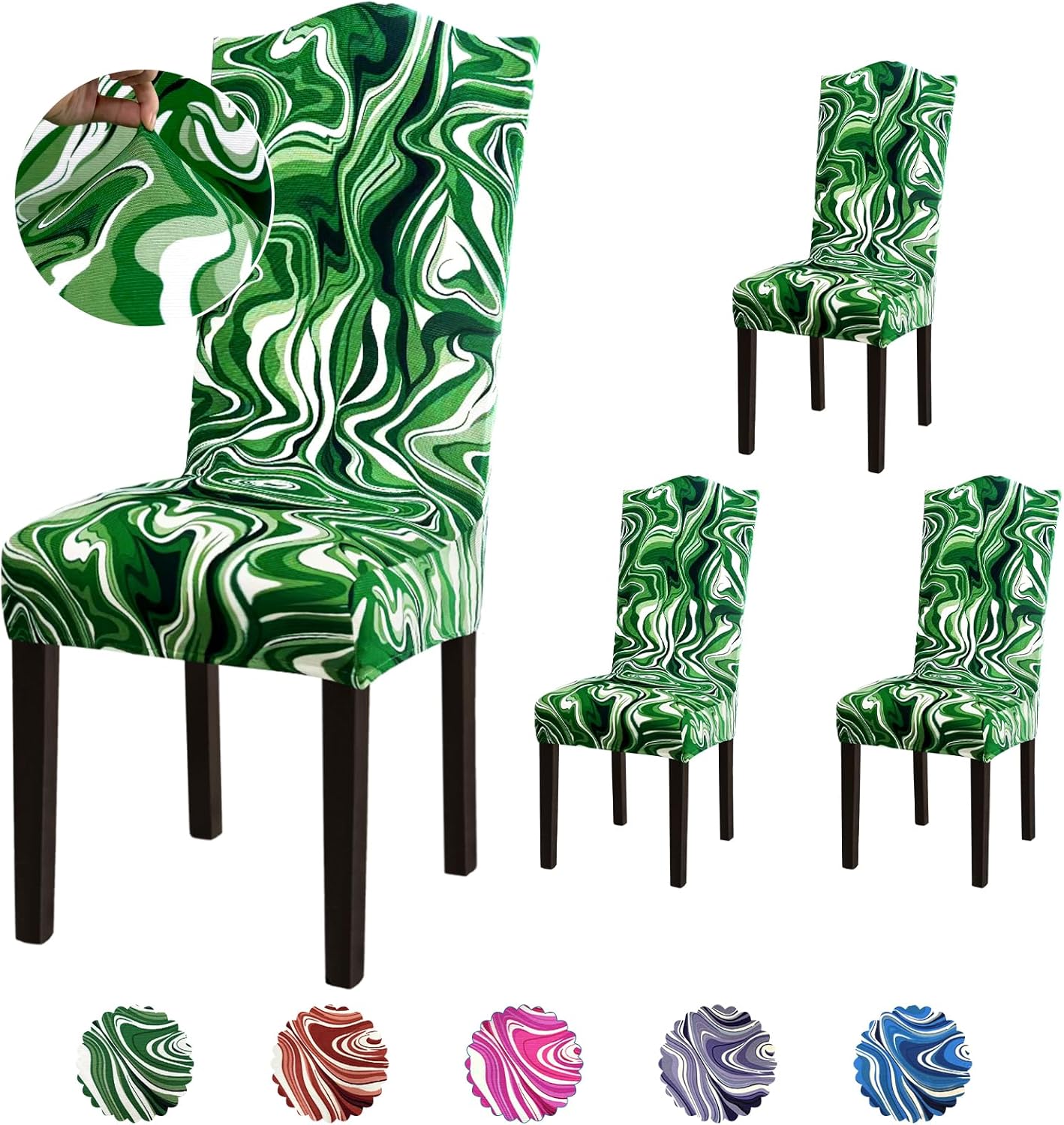 Stretch Dining Room Chair Covers Set of 6, Removable Washable Chair Covers for Dining Chairs,Dining Room, Hotel, Ceremony