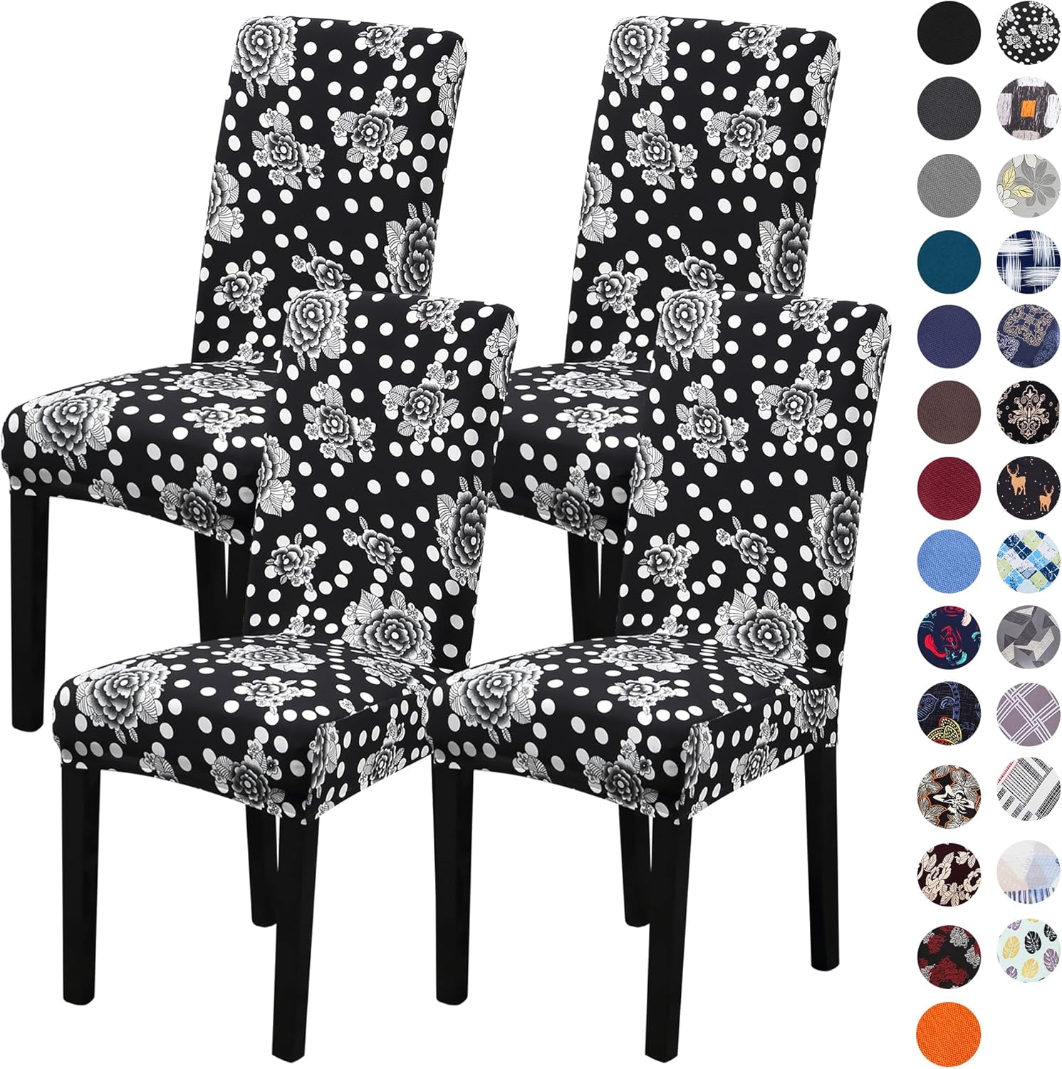 Sufdari Dining Chair Covers,Kitchen Cover,Parsons Slipcover,Spandex Protectors for Room Stretch Chairs Cover Set of 4 -Gray