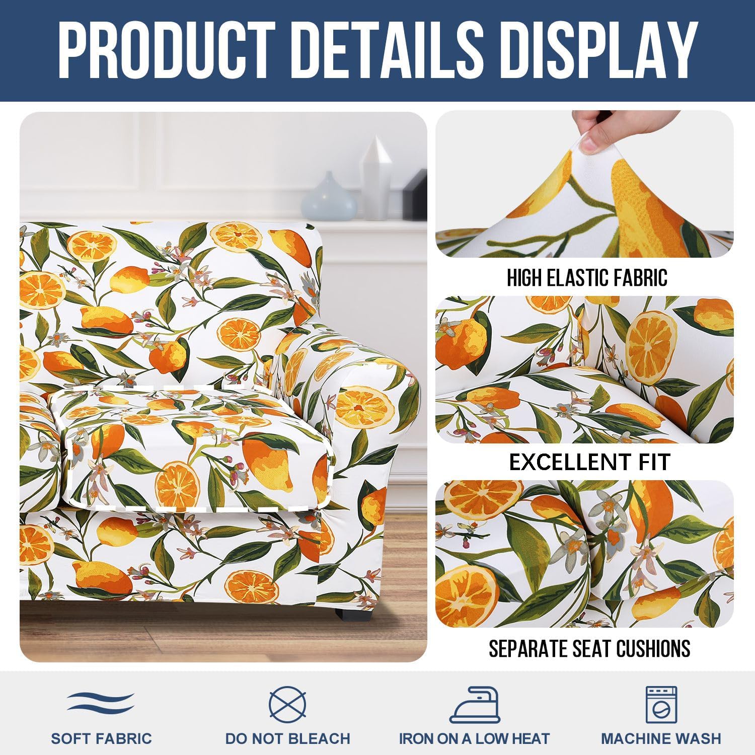 hyha Couch Covers, Chair/Sofa Covers, Floral Pattern, Stretch, Printed, 2 Pieces, Armchair Slipcover, Separate Couch Cushion Slipcover, Furniture Protector for Dogs(Armchair, Paisley Floral)