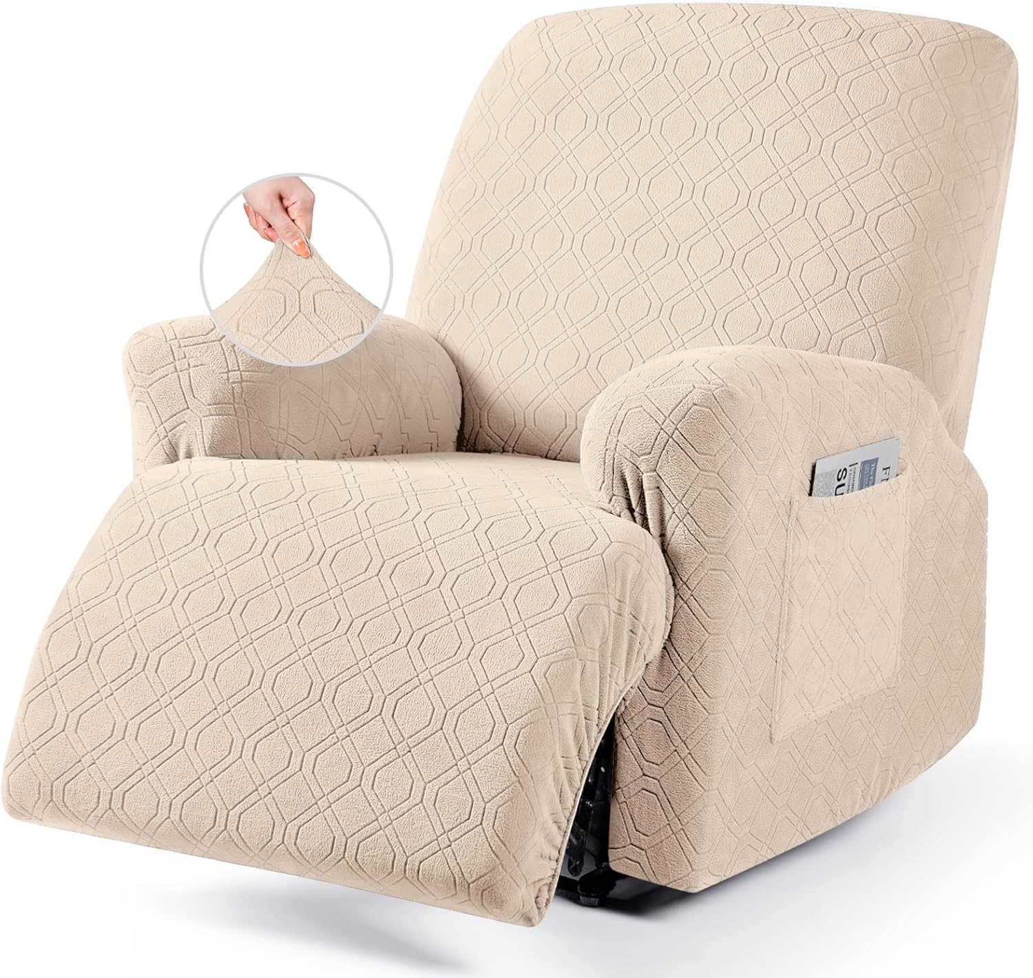 VANSOFY Recliner Chair Cover, 3-Pieces Stretch Recliner Covers for Recliner Chair Soft Reclining Chair Slipcover Furniture Protector for Dogs Cats(Dark Gray)