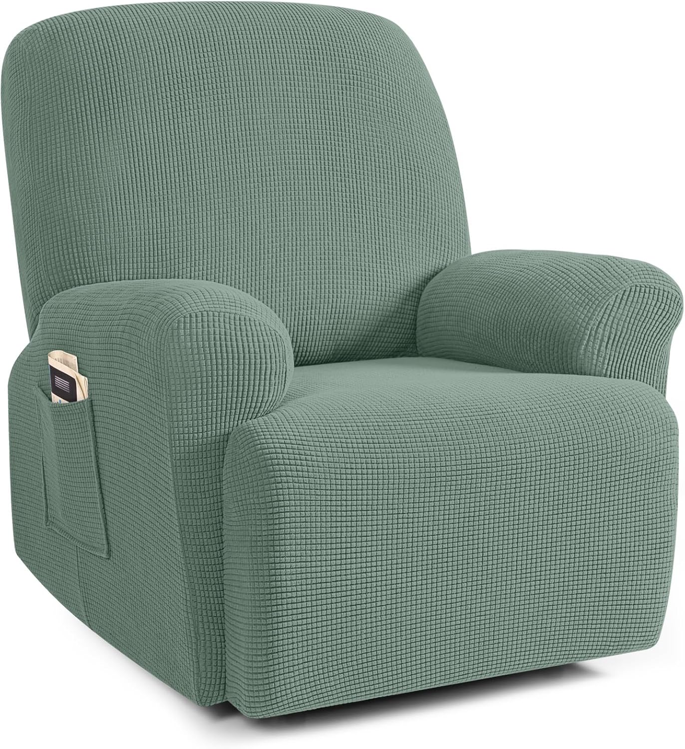 TAOCOCO Recliner Cover 4-Pieces, Recliner Stretch Sofa Slipcover, Recliner Cover 1 Seat, Couch Protector Soft, Furniture Protector Covers with Elastic,Chair Covers Jacquard Pattern (Grey)