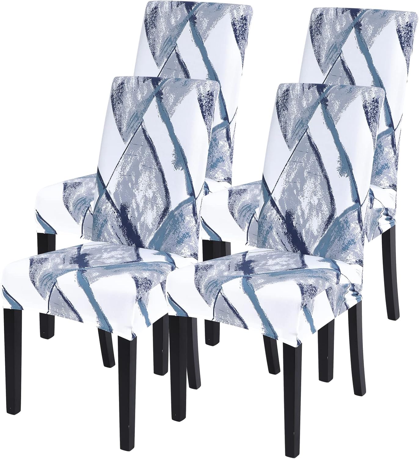 SearchI Chair Covers Slipcovers Set of 4, Spandex Super Fit Stretch Removable Washable Kitchen Parsons Protector for Dining Room,Hotel,Ceremony,Beige+Flowers