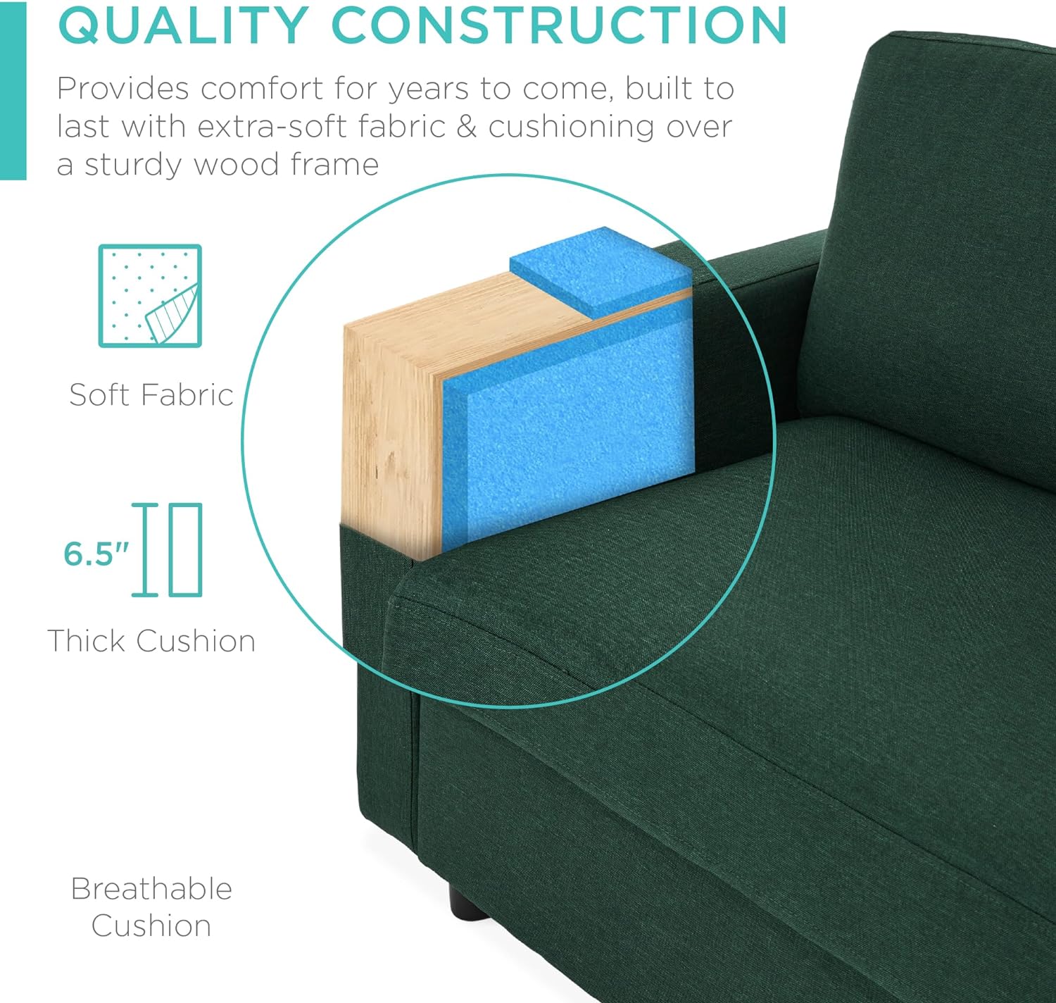 Best Choice Products Upholstered Sectional Sofa for Home, Apartment, Dorm, Bonus Room, Compact Spaces w/Chaise Lounge, 3-Seat, L-Shape Design, Reversible Ottoman Bench, 680lb Capacity - Light Gray