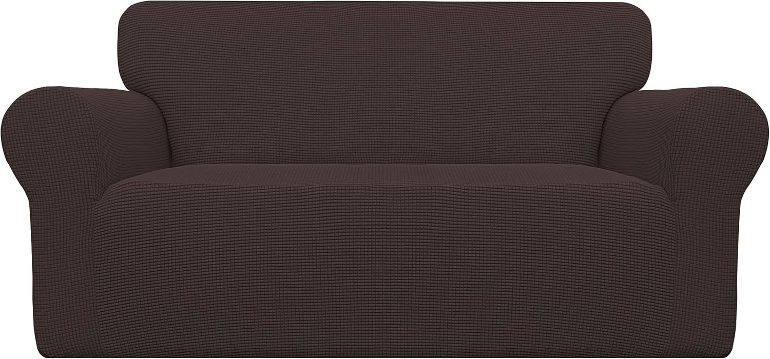 Easy-Going Stretch Chair Sofa Slipcover 1-Piece Couch Sofa Cover Furniture Protector Soft with Elastic Bottom for Kids, Pet. Spandex Jacquard Fabric Small Checks (Chair, Dark Gray)