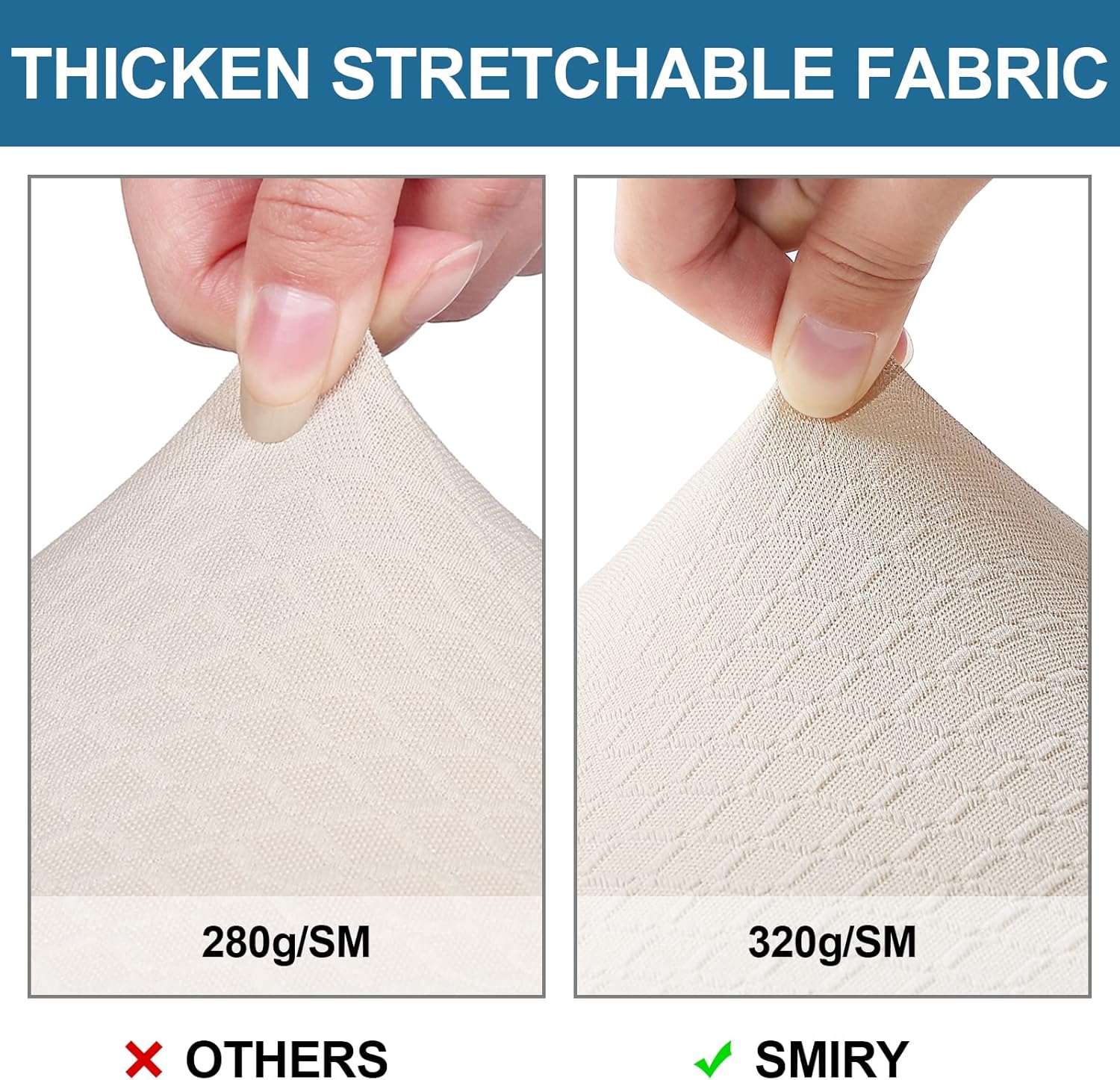 Smiry Waterproof Seat Covers for Dining Room Chairs Set of 4, Stretch Jacquard Removable Washable Chair Seat Slipcovers Protector, No Rear Covers, Beige