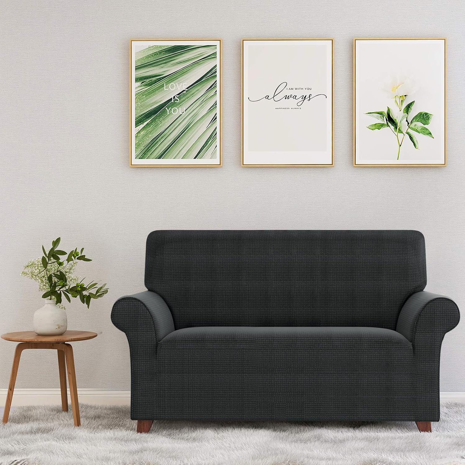 ZNSAYOTX Chair Slipcovers with Arms for Living Room High Stretchy Spandex Pet Friendly Armchair Furniture Protection Covers (Black and White, Chair)