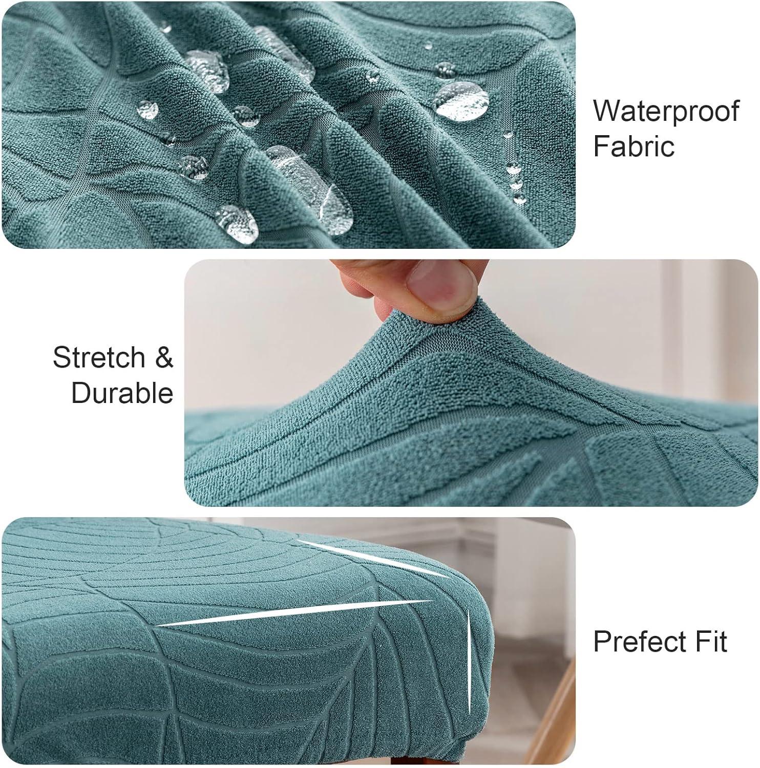 Genina 100% Waterproof Chair Covers for Dining Room Set of 4, Stretch Parson Chair Slipcovers for Kitchen Chairs, Washable Chair Protectors, Leaves-Warm Gray