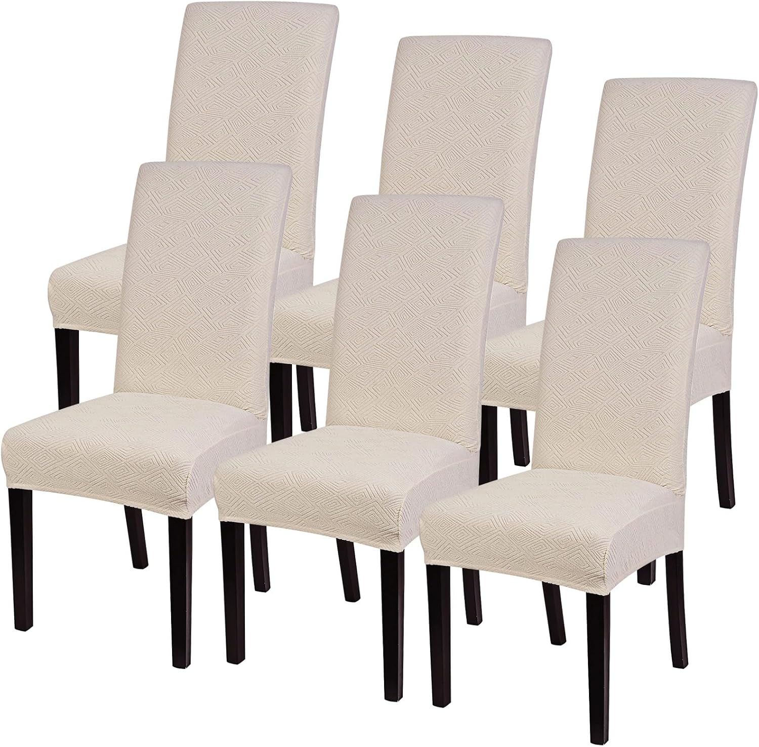 SearchI Chair Covers Slipcovers Set of 4, Spandex Super Fit Stretch Removable Washable Kitchen Parsons Protector for Dining Room,Hotel,Ceremony,Beige+Flowers