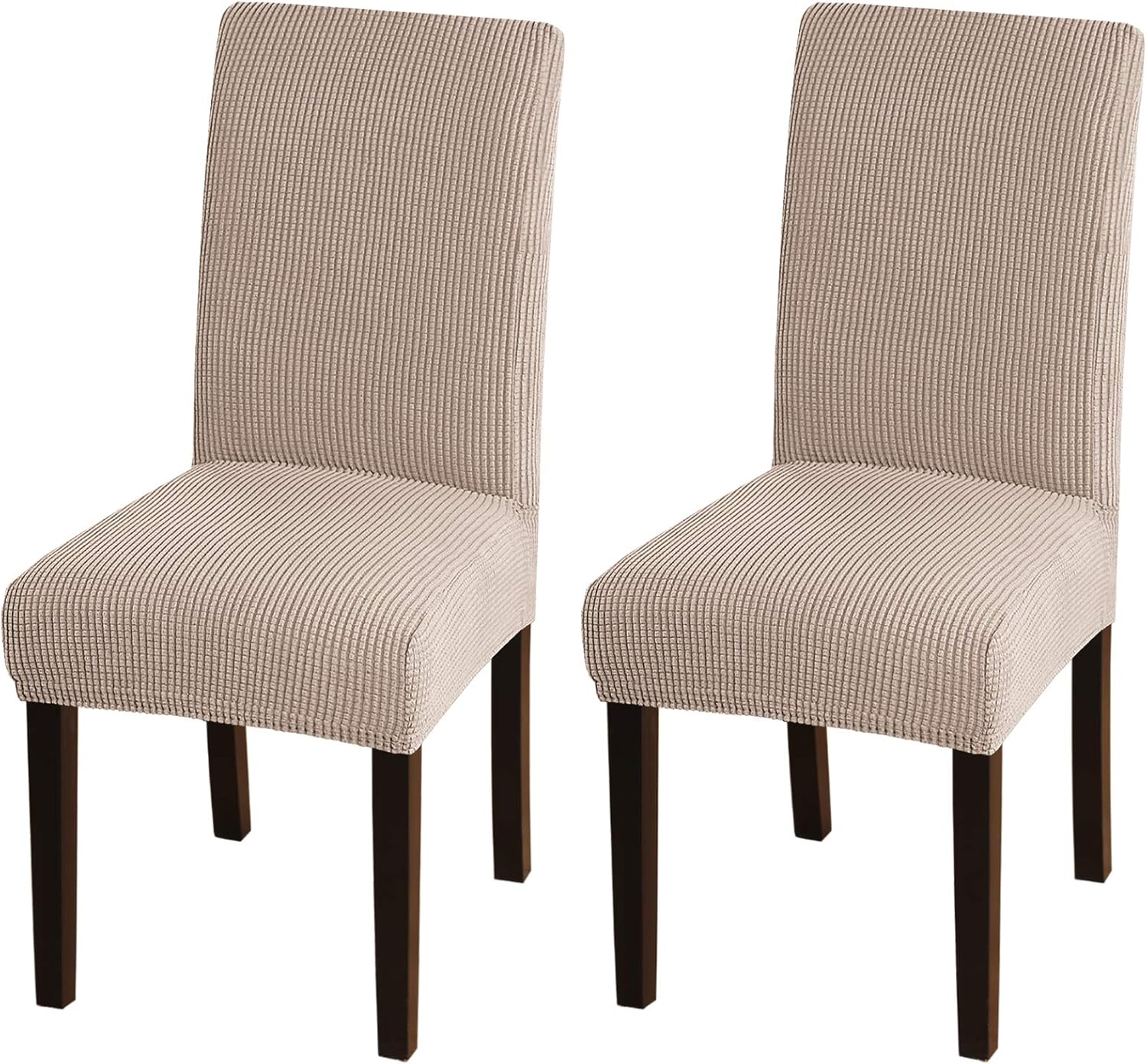 Turquoize Dining Chair Covers - Stretch, Removable, Set of 2 - Parson Dining Chair Protector Covers for Home, Hotel, Ceremony (2, Biscotti Beige)