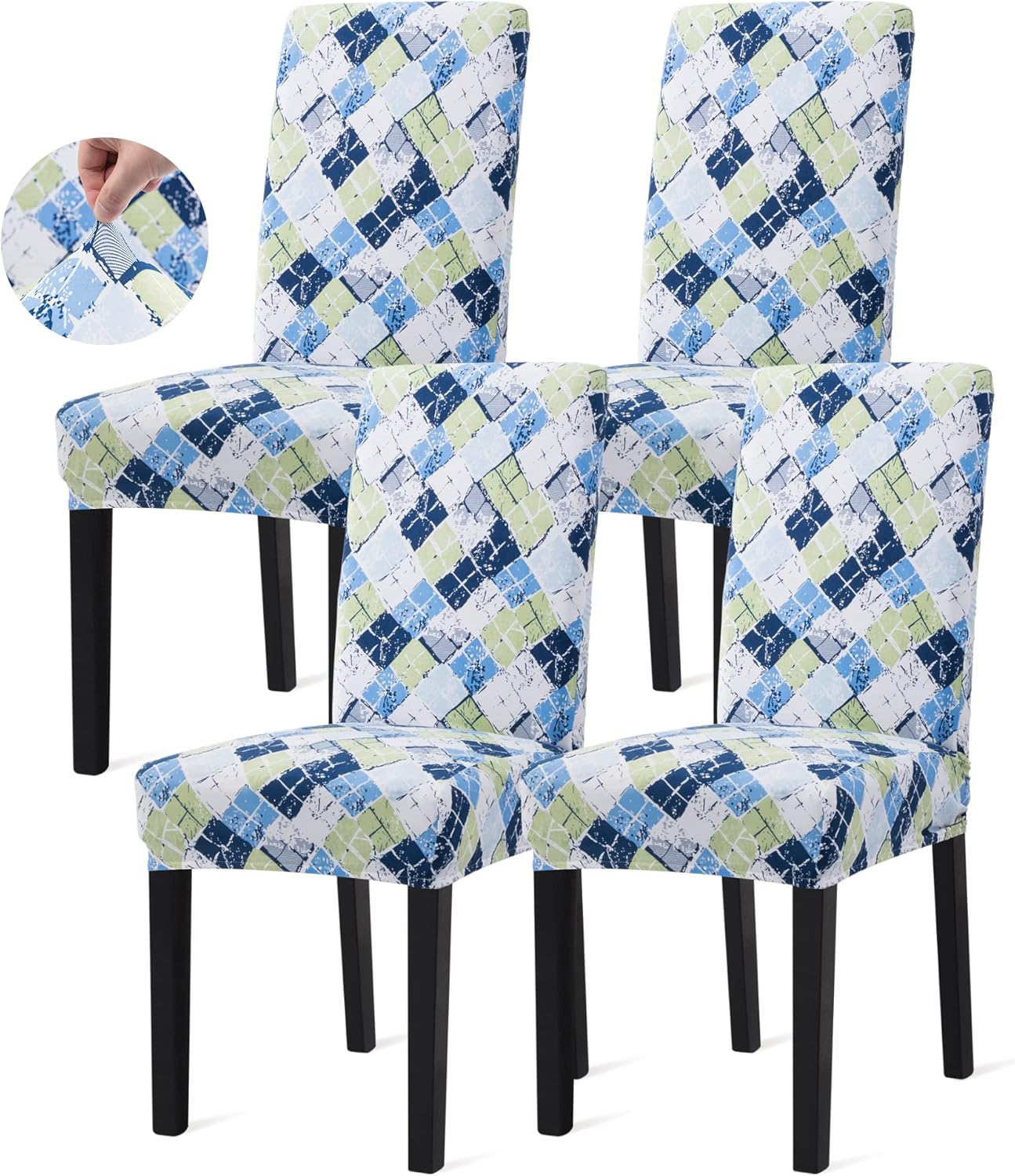 Sufdari Dining Chair Covers,Kitchen Cover,Parsons Slipcover,Spandex Protectors for Room Stretch Chairs Cover Set of 4 -Gray