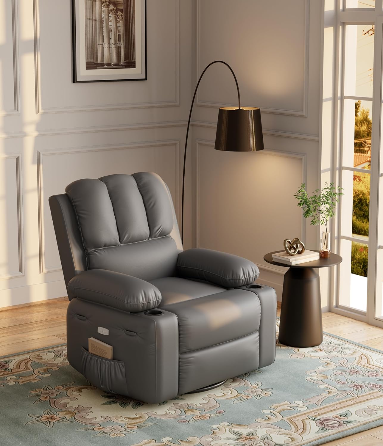 Leather Recliner Chair, Manual Recliner