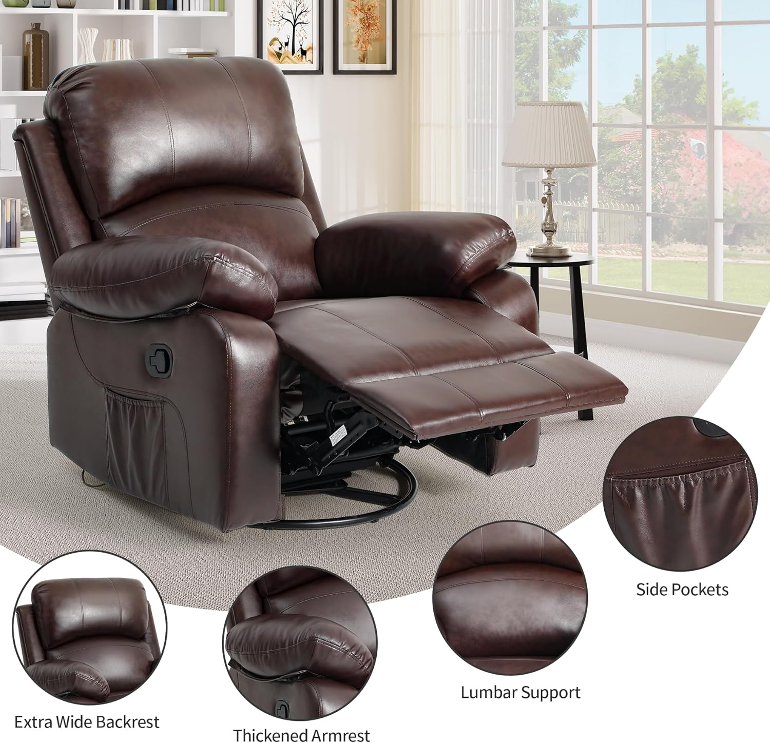 Oversized Rocker Recliner Chair with Heat and Massage